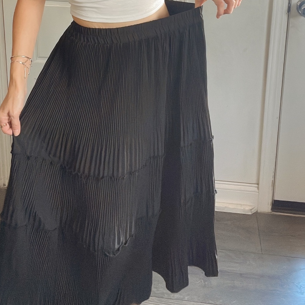 Luxe High Waisted Pleated Ruffle Maxi Skirt - Picture 8 of 13